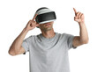 © New Africa - Man using virtual reality headset on white background