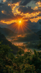 Wall Mural - sunrise over the mountains