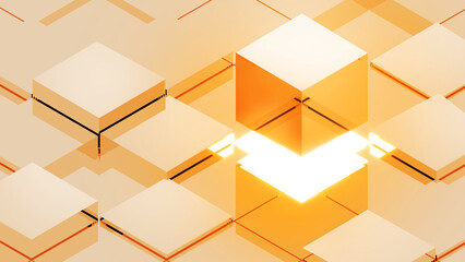 Wall Mural - abstract technology background image gold digital box shape with light ,science and technology conce