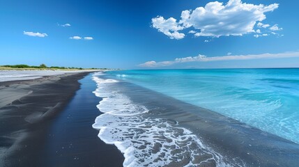 Wall Mural - Natural Beauty: Long Coastline with Bright Blue Sky
