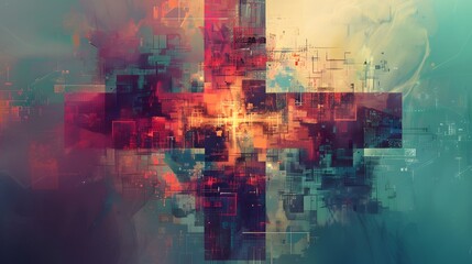 Abstract geometric medical cross shape medicine and science concept background. 