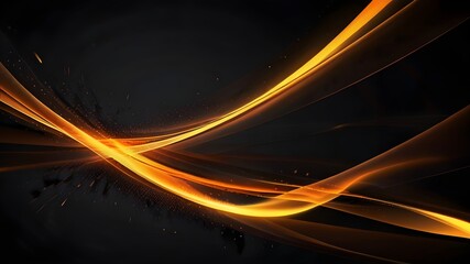 Wall Mural - Black and orange modern abstract background with yellow glowing movement and high-speed light effect. Vector illustration Generative AI