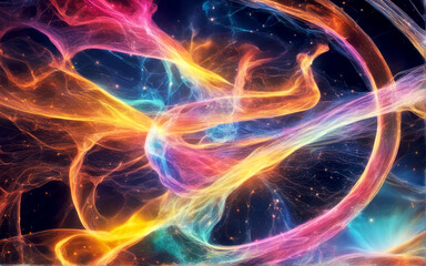 Wall Mural - abstract of colorful tunnel of galaxy nebular with stars and smoke on the space in universe background