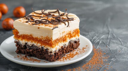 Canvas Print - Delicious layered cake with chocolate and orange flavors