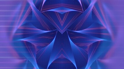 Fototapete - Symmetrical geometric pattern of pink stripes. 3d rendering loop animation 4K