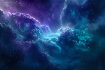 Vivid purple and blue nebula clouds in deep space.  Concepts. astronomy, galaxy, cosmos, universe, science fiction