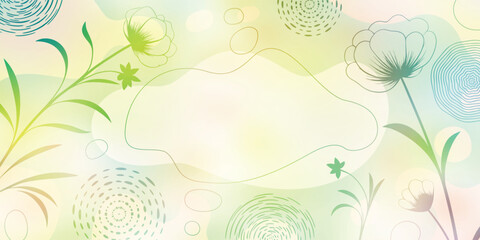 Wall Mural - Frame made of organic shapes, flowers and leaves, hand drawn elements for design