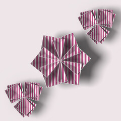 Aufkleber - Digital illustration of stylized abstract white flowers with striped pink texture. 3d rendering