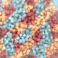 Fototapete - 3d rendering digital illustration of a pattern consisting of many small three-dimensional cubes