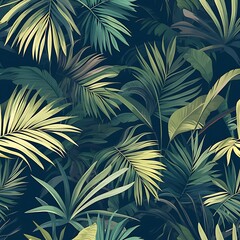Sticker - Tropical leaf Wallpaper, Luxury nature leaves pattern design, leaf pattern, palm pattern. Generative Ai