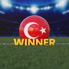 Flag of Turkey On Soccer Ball With WINNER Text