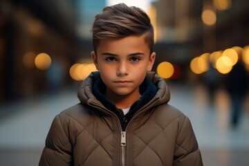 Portrait of a handsome young man in a city at night.