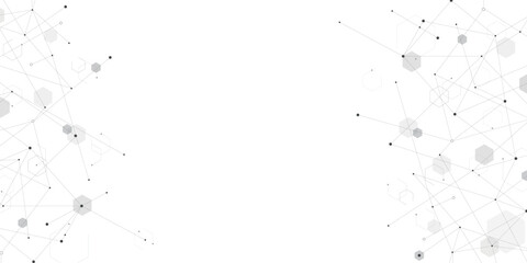 Wall Mural - hexagon shapes tech lines connected with communication lines background