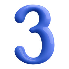 Blue 3D Number 3