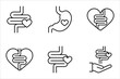 © Ainul - Intestine with heart icon set. Healthy internal organ, digestive tract symbol vector illustration on white background