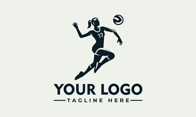 Sticker - Woman Volleyball Vector Logo Unleash the Symbolism of Athleticism, Teamwork, and the Thrill of Volleyball Symbolize Sportsmanship, Competition, and the Spirit of Volleyball: Majestic Woman Volleyball