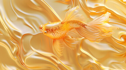 Wall Mural - 3d fish Wallpaper Background golden art for digital printing wallpaper, mural, custom design wallpaper.