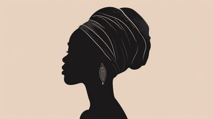 Wall Mural - illustration of a black woman with a headwrap
