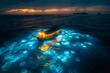 © lichaoshu - Speedboat sailing on the glowing sea at night