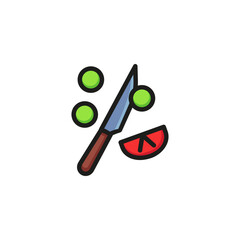 Poster - Cooking salad line icon. Knife, cutting vegetables, ingredient. Meal
concept. Vector illustration can be used for topics like restaurant, healthy eating, cafe