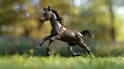 Wall Mural - The horse baby running on the grass very detailed and realistic shape