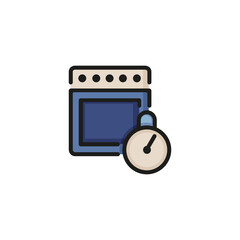 Sticker - Oven timer line icon. Appliance, kitchenware, equipment. Cooking concept. Vector illustration can be used for topics like kitchen, temperature, baking