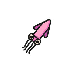 Sticker - Squid line icon. Cuttlefish, tentacle, catch. Seafood concept. Can be used for topics like sea food, fishing, fish store