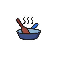 Sticker - Stirring food line icon. Frying pan, dish, recipe. Culinary concept. Vector illustration can be used for topics like cooking, kitchen, dinner