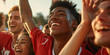 © DigitalDreamLab - Realistic Photoshoot close-up of friends cheering each other on during a competitive game, showing support and camaraderie, high-resolution, high-definition (HD), ultra high-definition (UHD),