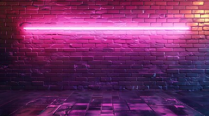 Wall Mural - The neon light on brick walls background very detailed and realistic shape