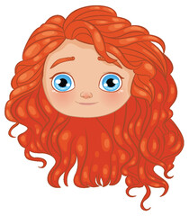 Wall Mural - Smiling cartoon character with curly red hair