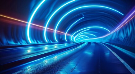 Wall Mural - A Futuristic Tunnel of Light at Night