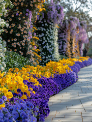 Poster - Purple and yellow flowers in the garden