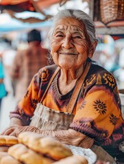 Wall Mural - Old Woman with Doughnuts