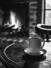 Poster - Coffee on Wooden Table