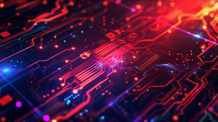 Wall Mural - tech-themed background with intricate circuits and glowing elements, highlighting futuristic innovat