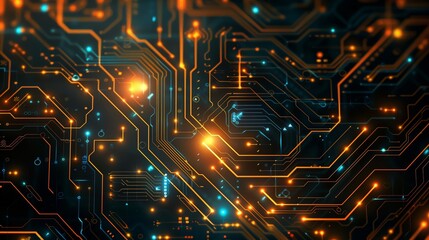 Wall Mural - tech-themed background with intricate circuits and luminous elements, showcasing advanced digital la