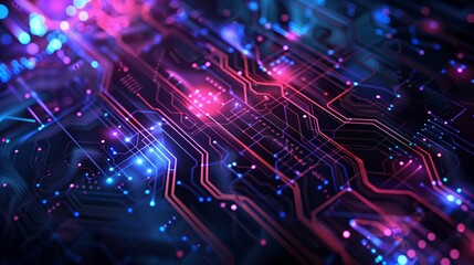 Wall Mural - tech-themed background with intricate circuits and glowing elements, evoking advanced digital system