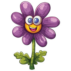 Wall Mural - A flower cartoon character isolated on white background