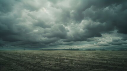 Wall Mural - Dark clouds over empty fields img