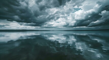 Wall Mural - Low clouds over the lake img