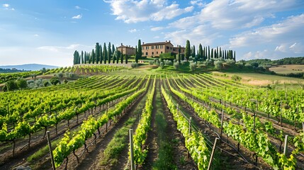 Sticker - Vineyards stretch across the Tuscan hills