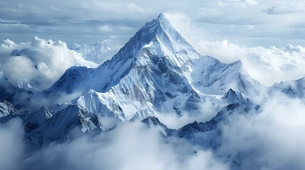 Wall Mural - High mountain peaks covered with snow