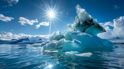 Poster - Giant icebergs floating in cold waters img