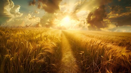 Sticker - A path passing through a golden wheat