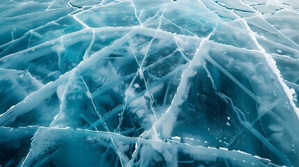 Wall Mural - A frozen lake with cracks img