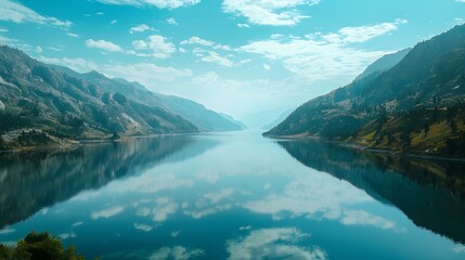 Wall Mural - Landscape of a mountain lake picture