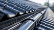 © Paul - Roof texture with prominent water drainage pipe, pipe attached to a house, detailed shingles, realistic and practical appearance