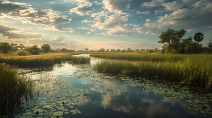 Canvas Print - Landscape of the okavango delta in botswana