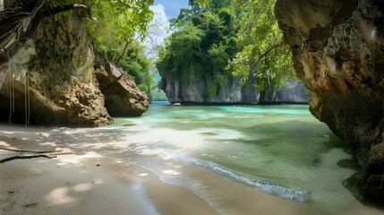 Poster - Landscape with a secluded tropical cove image